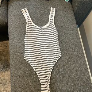 Zara black and white striped bodysuit Size S